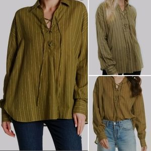 Free People Under the Boardwalk Moss Tunic Top XS